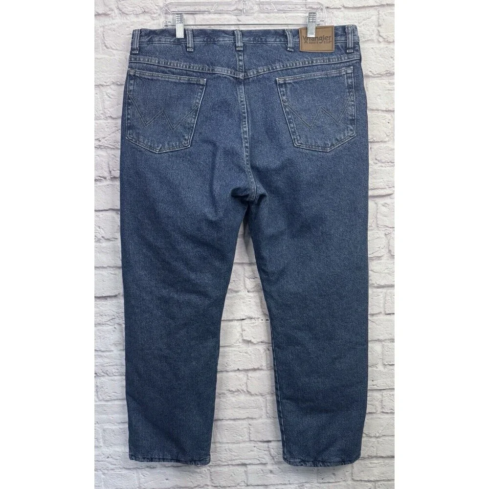 Wrangler Jeans Mens‎ 38x30 Blue Jean Fleece Lined Medium Wash Utility Work Pants